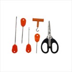 Set de 6 piese pentru pescuit, Regal Fish, crosete, burghiu, foarfeca, knot puller, culoare portocaliu